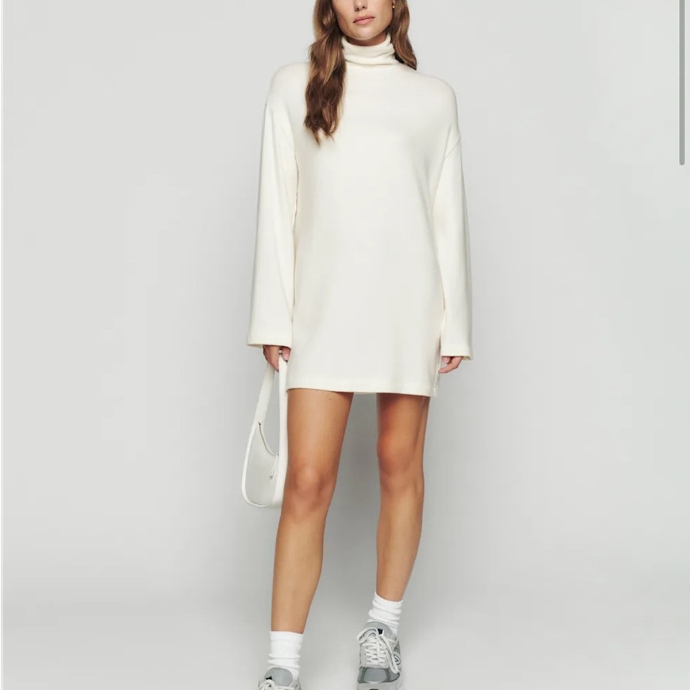 Reformation Aspen Knit Dress - Elegant Cream Turtleneck Sweater Dress